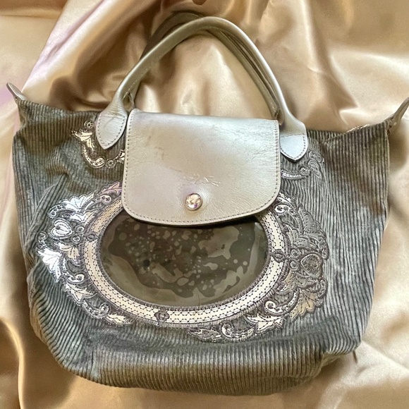 RARE Longchamp Le Pliage Christmas Edition Handbag – Velvet Corduroy Mirror Tote - Picture 6 of 6